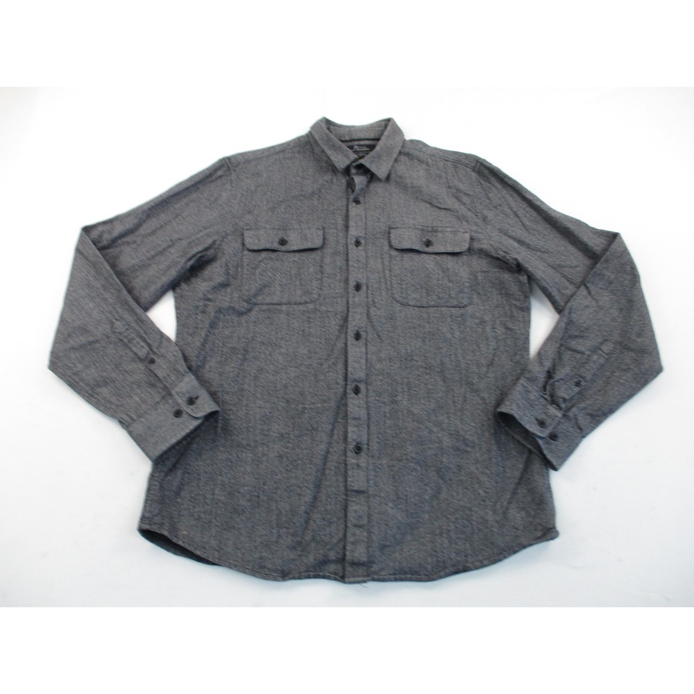 Marc Anthony Button Down Mens M Grey Slim Fit Luxury Fabric Pockets Long Sleeve